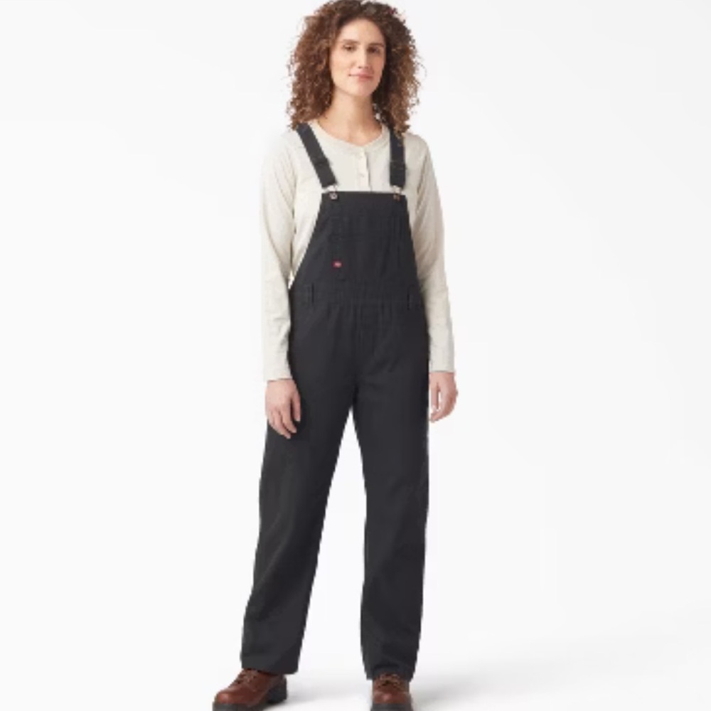 Dickies Women's Rinsed Black Bib Overalls
